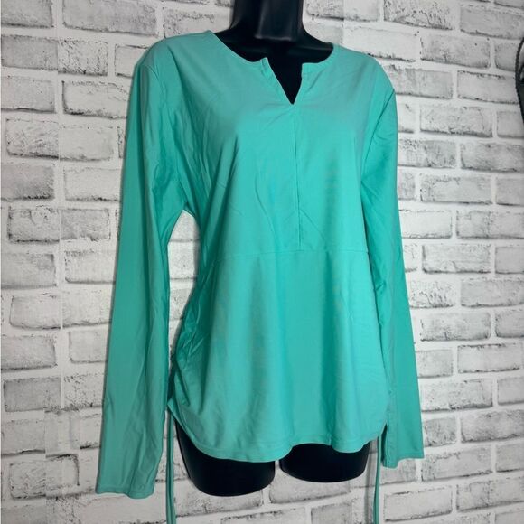 Time & Tru Ruche Swim Shirt Teal Size XL 16/18 - Picture 1 of 5